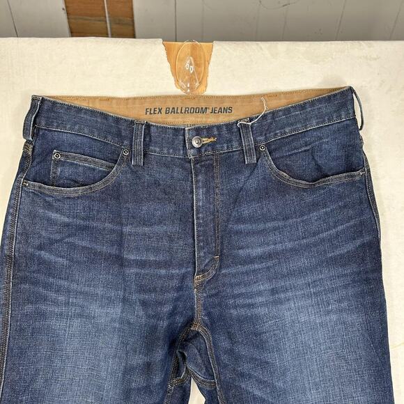 Duluth Flex Ballroom Jeans Mens 37x30 Blue Denim Relaxed Fit Stretch Workwear - Picture 12 of 14